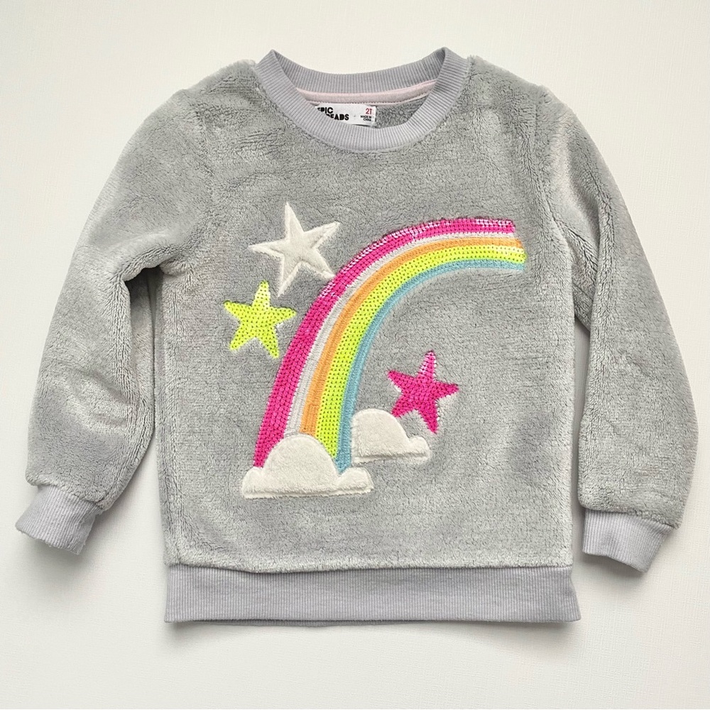 Epic Threads Toddler Girl Plush Sequin Rainbow Sweatshirt